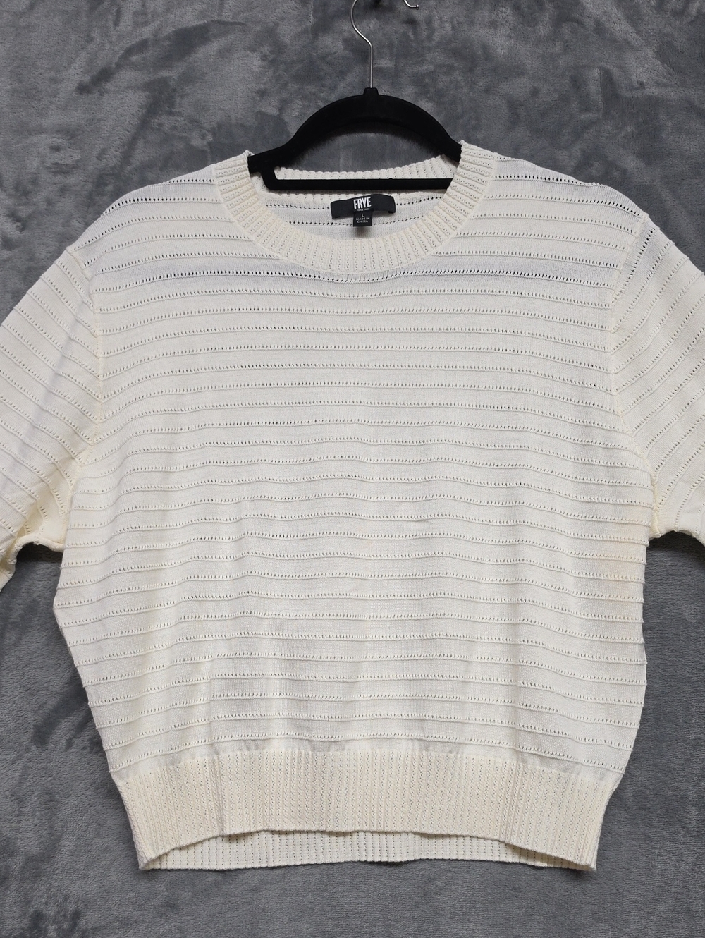Frye Cream Crewneck Short-Sleeve Knit Sweater